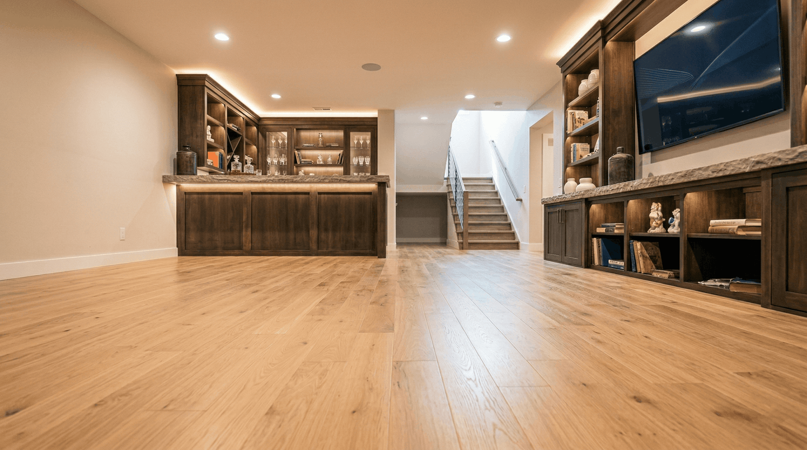 water damage restoration Mead WA restored basement before and after