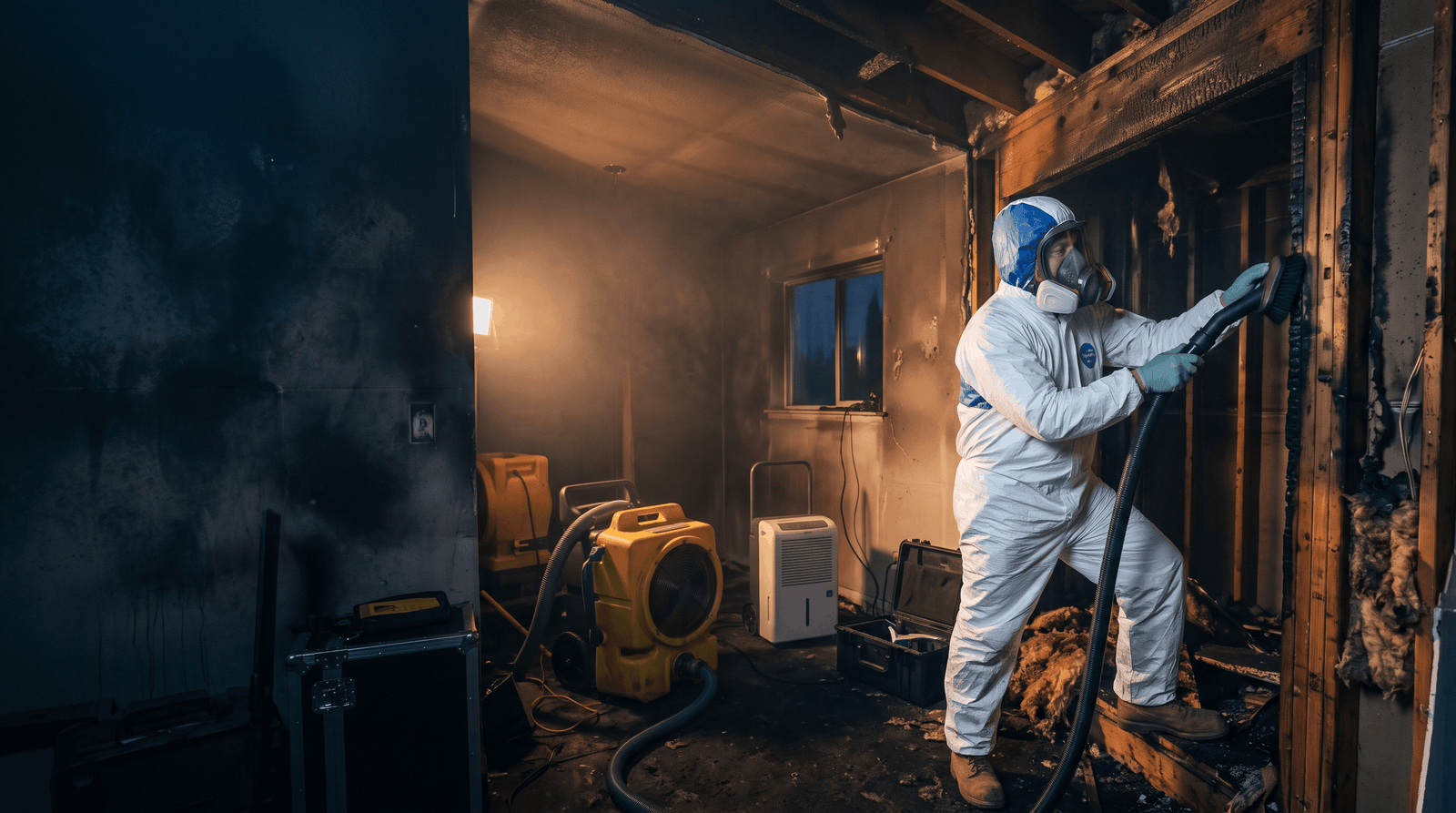 Fire damage restoration Salem OR — IICRC certified technician on site after a fire